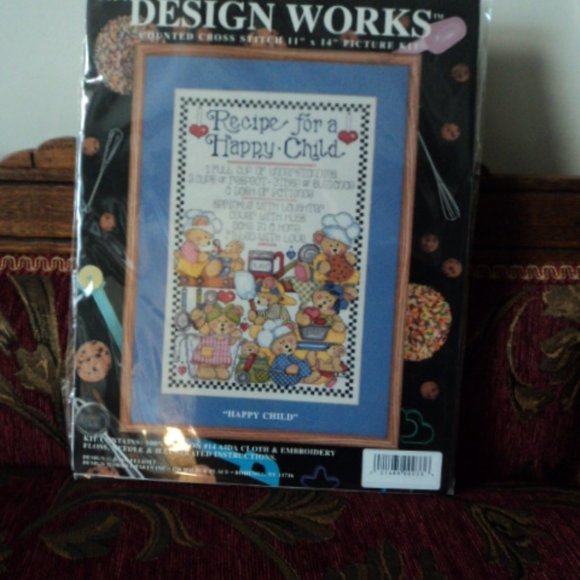 cross stitch kit~ Design Works~ "Recipe For A Happy Child" - Picture 1 of 3